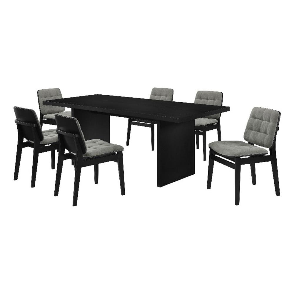Coaster Decker 7-Piece 82″ Velvet and Wood Dining Set in Gray/Black
