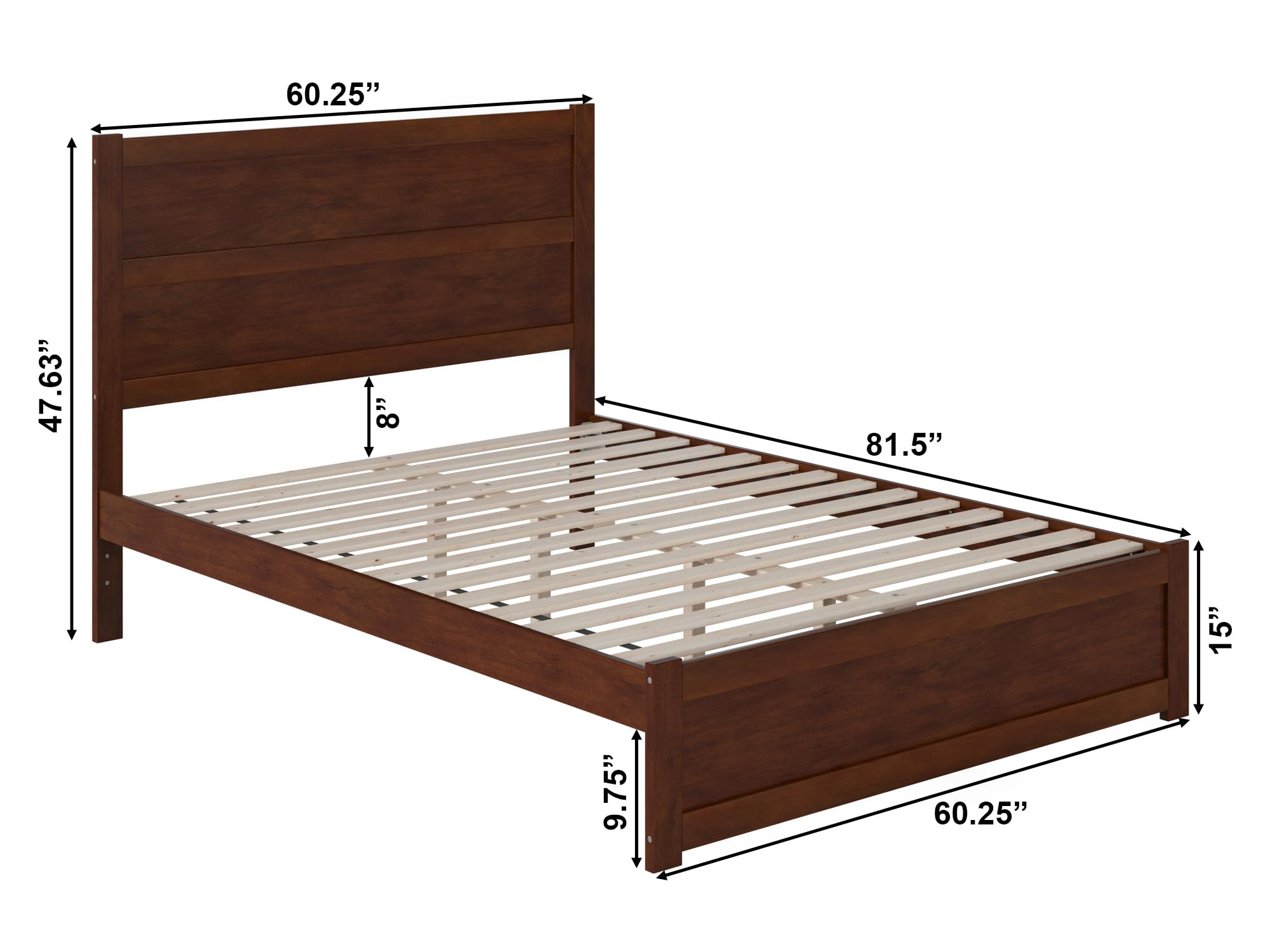 AFI NoHo Modern Solid Wood Queen Bed with Footboard in Walnut